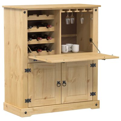 vidaXL Botellero Corona madera maciza de pino 97x45x114 cm