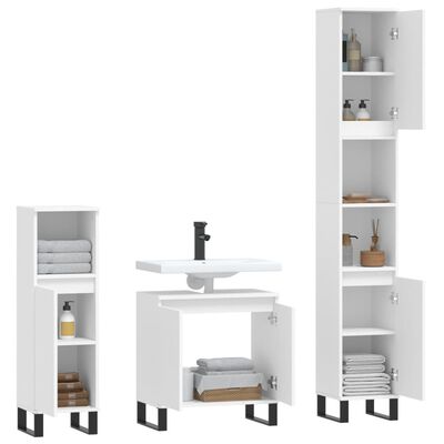 vidaXL Set de muebles de baño 3 piezas madera contrachapada blanco