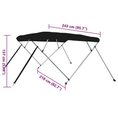 vidaXL Toldo bimini de 4 arcos gris 243x210x137 cm