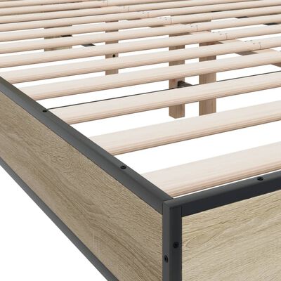 vidaXL Estructura cama madera ingeniería metal roble Sonoma 120x200 cm