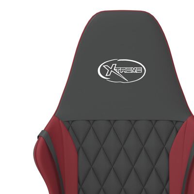 vidaXL Silla gaming de masaje cuero sintético negro y rojo vino tinto