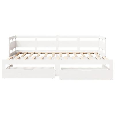 vidaXL Sofá cama nido con cajones madera maciza pino blanca 80x200 cm