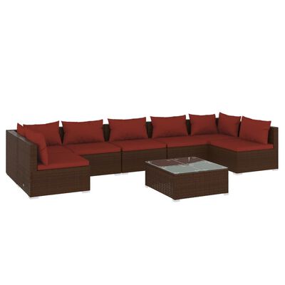 vidaXL Set muebles de jardín 8 piezas y cojines ratán sintético marrón