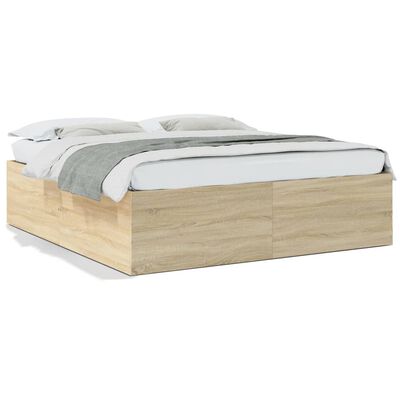 vidaXL Estructura de cama madera de ingeniería roble Sonoma 200x200 cm