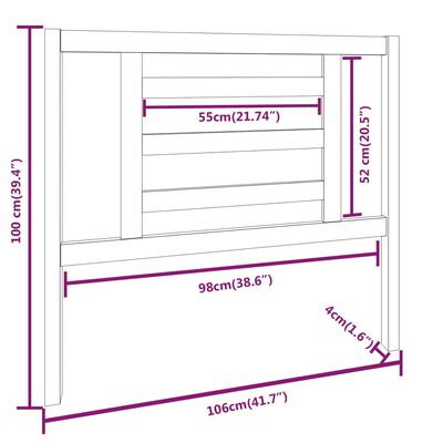 vidaXL Cabecero de cama madera maciza de pino 106x4x100 cm