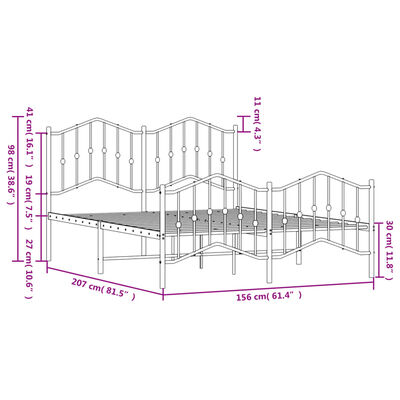 vidaXL Estructura cama sin colchón con estribo metal blanco 150x200 cm