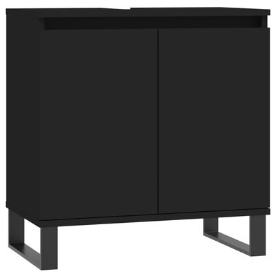 vidaXL Juego de muebles de baño 3 pzas madera contrachapada negro