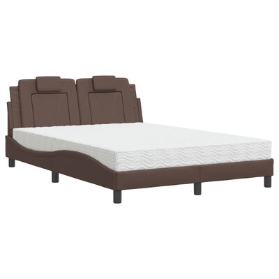 vidaXL Cama con colchón cuero sintético marrón 120x200 cm