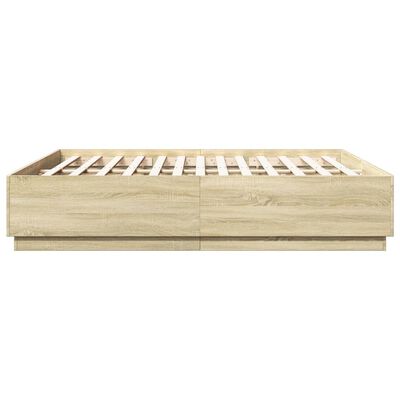 vidaXL Estructura de cama con luces LED madera roble Sonoma 200x200 cm