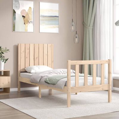 vidaXL Estructura de cama individual con cabecero madera maciza