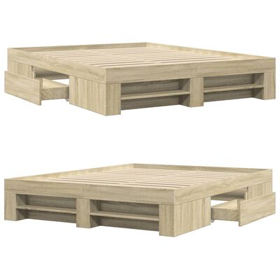 vidaXL Estructura de cama sin colchón madera roble Sonoma 150x200 cm