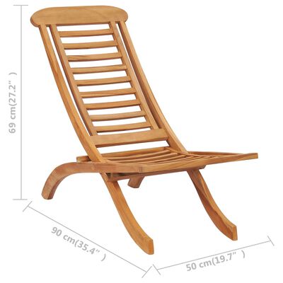 vidaXL Silla de jardín plegable madera maciza de teca 50x90x69 cm