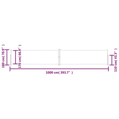 vidaXL Toldo lateral retráctil rojo 180x1000 cm