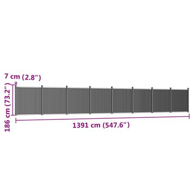 vidaXL Panel de valla WPC gris 1391x186 cm