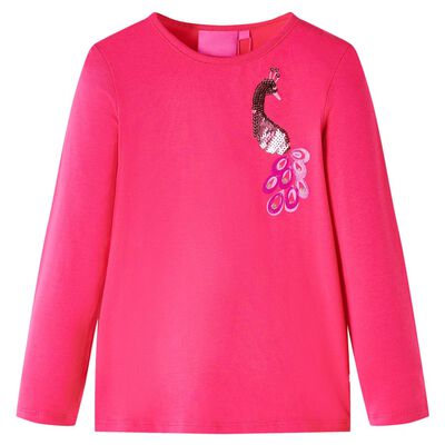 Camiseta infantil de manga larga rosa brillante 92