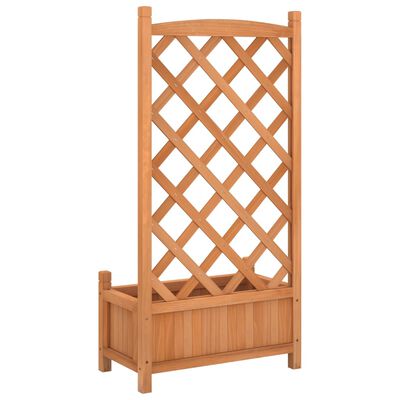 vidaXL Jardinera con enrejado de madera maciza de abeto marrón