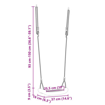 vidaXL Columpio para niños individual con cuerda ajustable amarillo