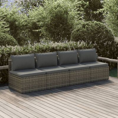 vidaXL Set de muebles de jardín 4 pzas y cojines ratán sintético gris