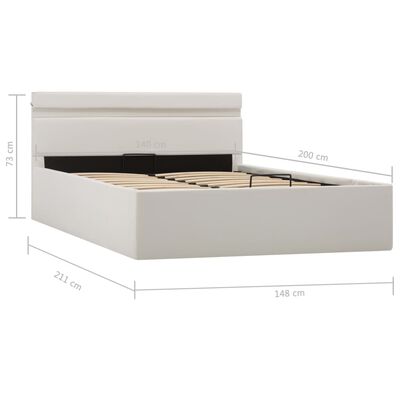 vidaXL Cama canapé hidráulica con LED cuero sintético blanco 140x200cm