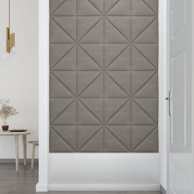 vidaXL Paneles de pared 12 uds terciopelo gris claro 30x30 cm 0,54 m²