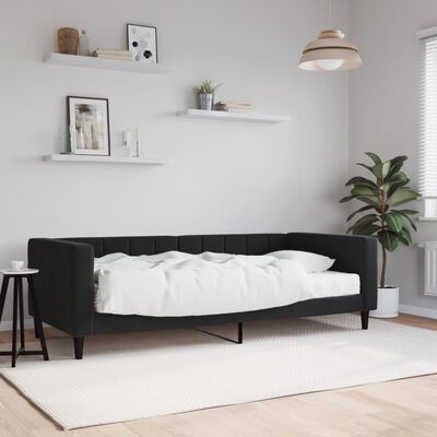 vidaXL Sofá cama con colchón terciopelo negro 90x200 cm