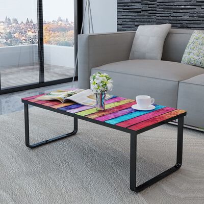 vidaXL Mesa de centro con superficie con estampado de arco iris