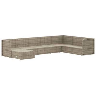 vidaXL Set de muebles de jardín 8 pzas y cojines ratán sintético gris