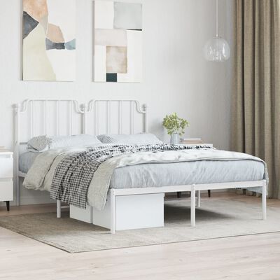 vidaXL Estructura cama sin colchón con cabecero metal blanco 140x190cm