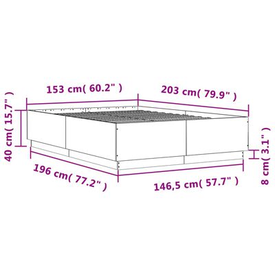 vidaXL Estructura cama con luces LED madera roble ahumado 150x200 cm