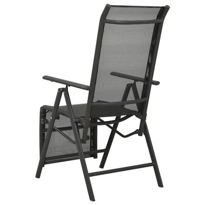 Vidaxl sillas de Camping plegables Reposapiés 2 Uds textilene Negro