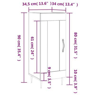 vidaXL Aparador madera contrachapada color roble Sonoma 34,5x34x90 cm