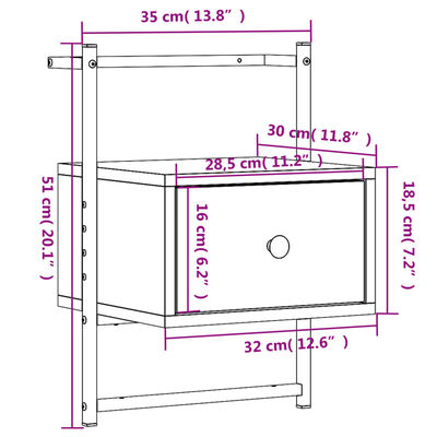 vidaXL Mesitas de noche de pared 2 unidades negro 35x30x51 cm