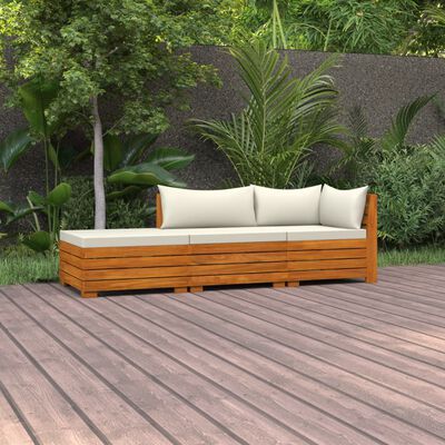 vidaXL Muebles de jardín 3 piezas con cojines madera maciza de acacia