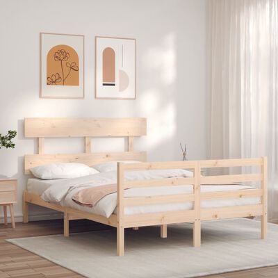 vidaXL Estructura de cama con cabecero madera maciza 140x200 cm