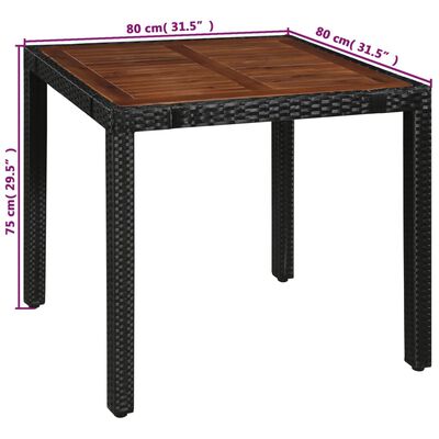 vidaXL Set comedor jardín 5 pzas ratán sintético y madera acacia negro