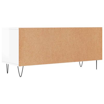 vidaXL Mueble de TV madera contrachapada blanco brillo 100x34,5x44,5cm