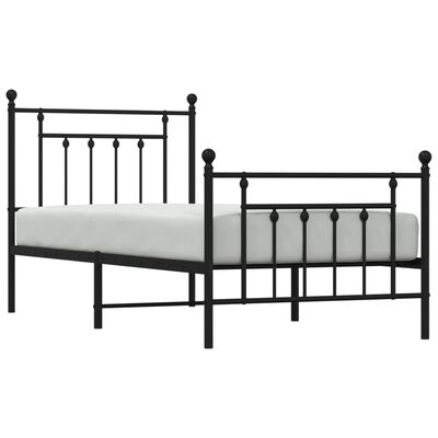 vidaXL Estructura cama sin colchón con estribo metal negro 90x190 cm