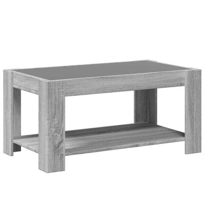 vidaXL Mesa de centro y LED madera ingeniería gris Sonoma 93x53x45 cm