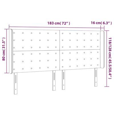 vidaXL Cabecero con LED de tela gris oscuro 183x16x118/128 cm