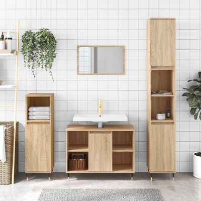 vidaXL Set de muebles de baño 3 pzas madera contrachapada roble Sonoma