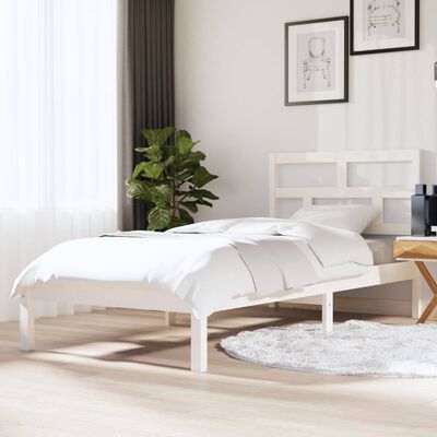 vidaXL Estructura de cama individual de madera maciza blanco 90x190 cm