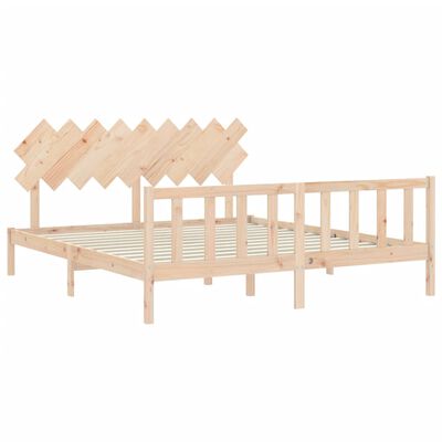 vidaXL Estructura de cama de matrimonio con cabecero madera maciza