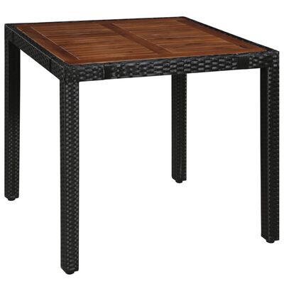 vidaXL Set comedor jardín 5 pzas ratán sintético y madera acacia negro