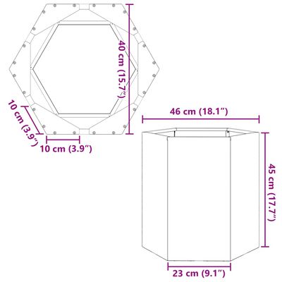 vidaXL Jardinera hexagonal de acero verde 46x40x45 cm