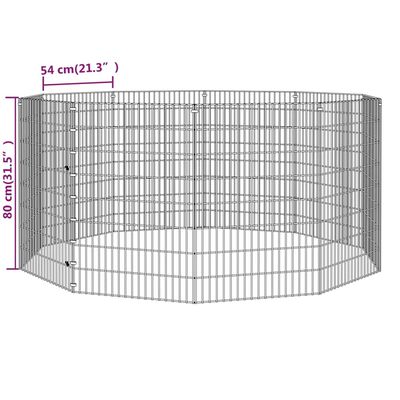 vidaXL Recinto animales corral 10 paneles hierro galvanizado 54x80 cm