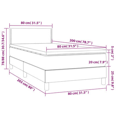 vidaXL Cama box spring con colchón cuero sintético capuchino 80x200 cm