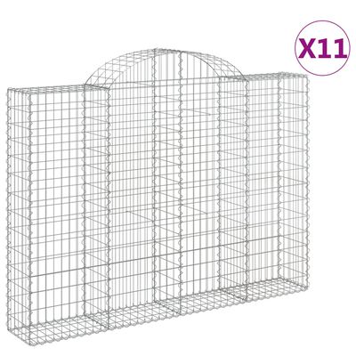 vidaXL Cestas gaviones 11 uds forma de arco hierro 200x30x140/160 cm