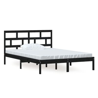 vidaXL Estructura de cama de madera maciza de pino negro 140x200 cm