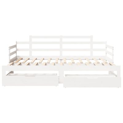 vidaXL Sofá cama nido con cajones madera maciza pino blanca 80x200 cm