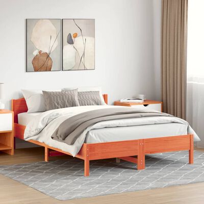 vidaXL Cama sin colchón madera maciza de pino marrón cera 140x200 cm